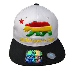 California Republic Snapback Hat White One Size Embroidered Headlines